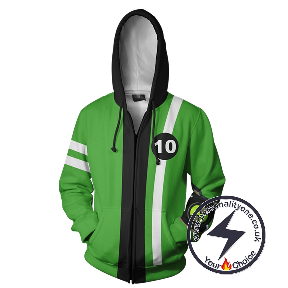 Ben 10 Green Costume Zip Up Hoodie Jacket